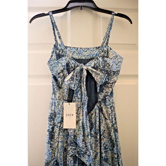 Joie 8895DR03315 Women's Sz XS Blue Elissabet Printed Tie Back Maxi Dress - Picture 6 of 13